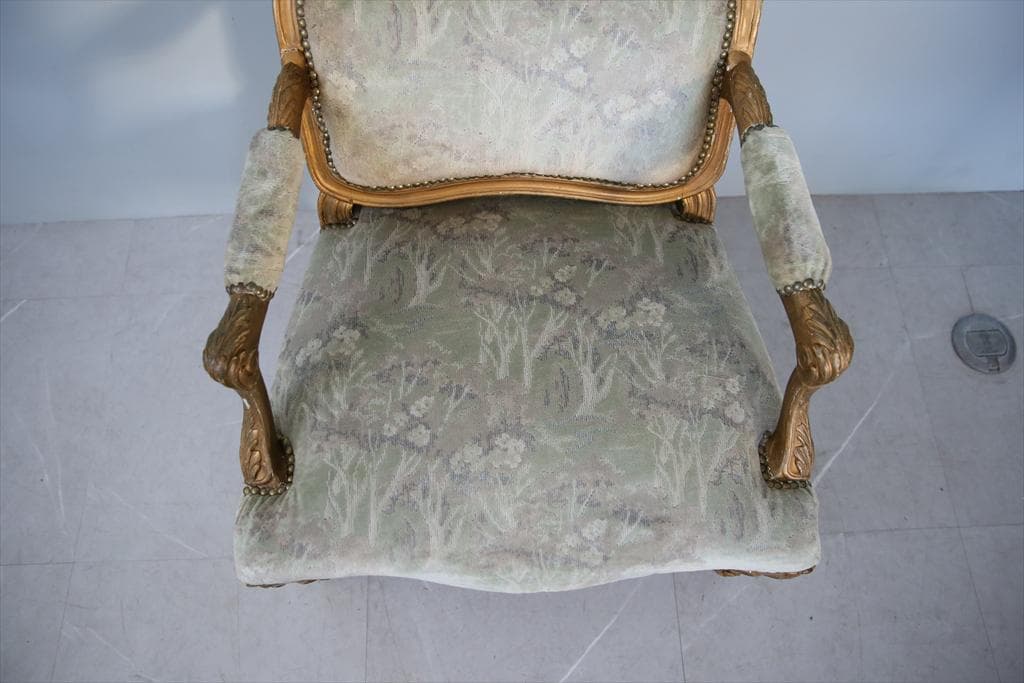 フランスアンティークアームソファ/サロンチェア/猫脚椅子イス(90-177-1)