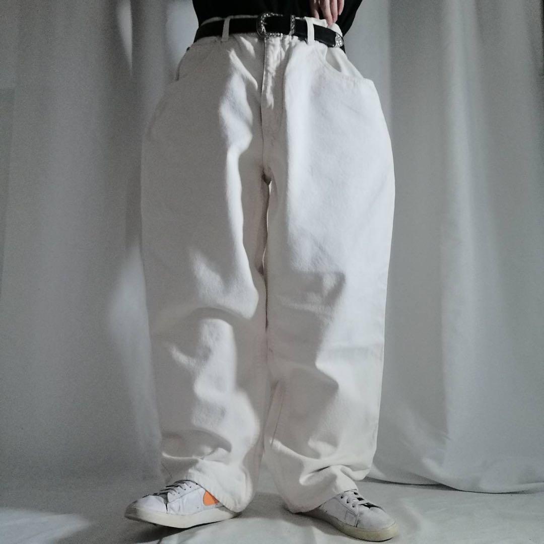激レア 90s Anchor Blue バギーパンツ デニム W36 極太 白