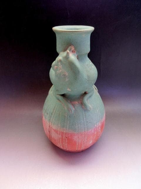 花瓶■唐物馬乗箆目青釉瓶 古い花器 花入 古玩 中国 古美術 時代物 骨董品■