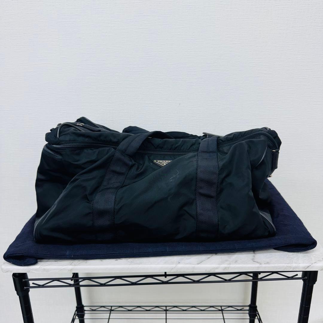 ✨PRADA✨プラダ✨ナイロン✨三角ロゴプレート✨ブラック✨ボストンバッグ✨