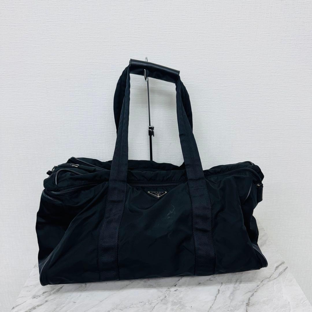 ✨PRADA✨プラダ✨ナイロン✨三角ロゴプレート✨ブラック✨ボストンバッグ✨