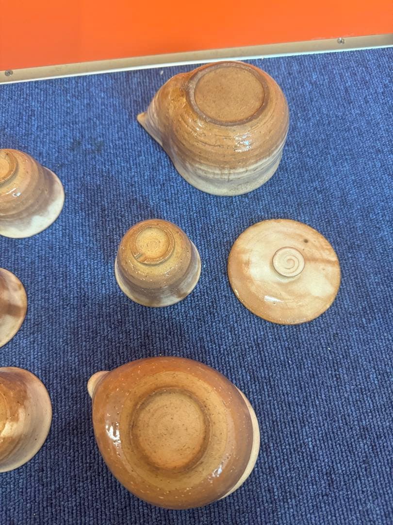 1642 萩焼　茶器セット　宝瓶1客　湯冷し1客　猪口6客