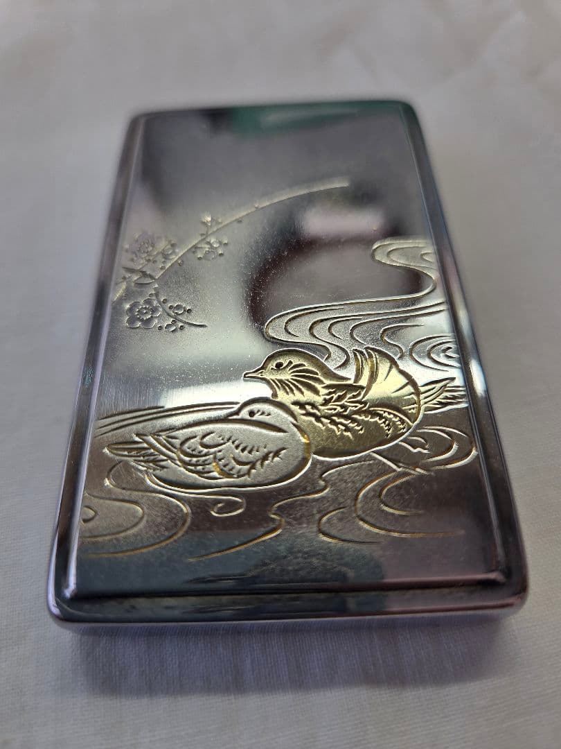 ミキモト　純銀製おしどり彫刻ケース　MIKIMOTO