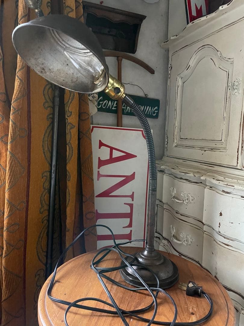 アンティーク　真鍮　グースネック　ランプ　デスク　テーブル　レア　アメリカ