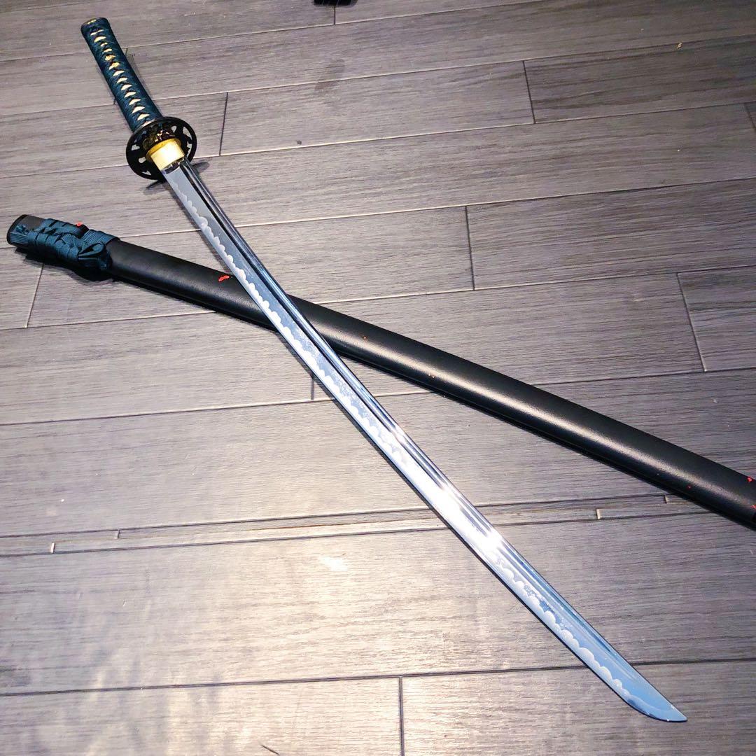 高級模造刀　居合刀　樋入り刀身　緑拵え　太刀　本格模造刀