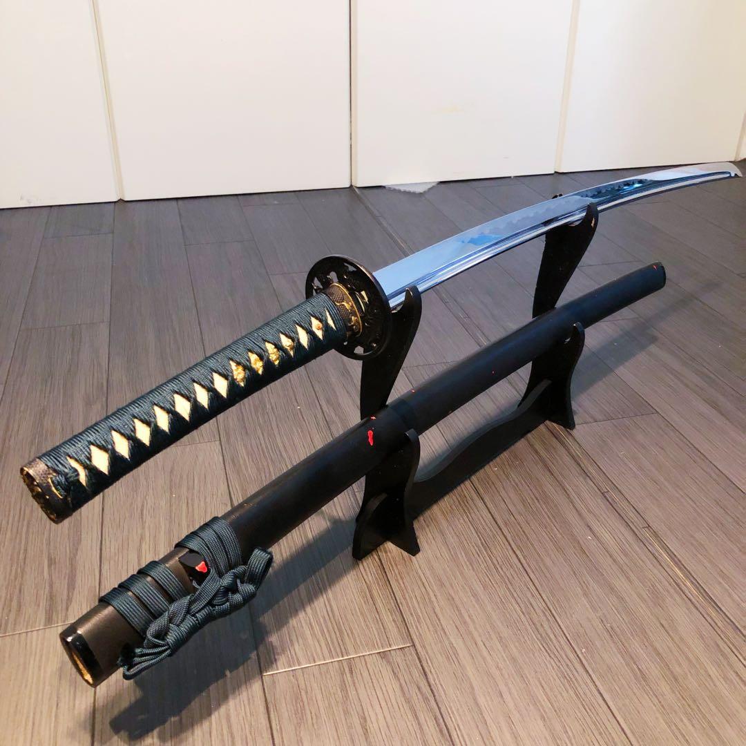 高級模造刀　居合刀　樋入り刀身　緑拵え　太刀　本格模造刀