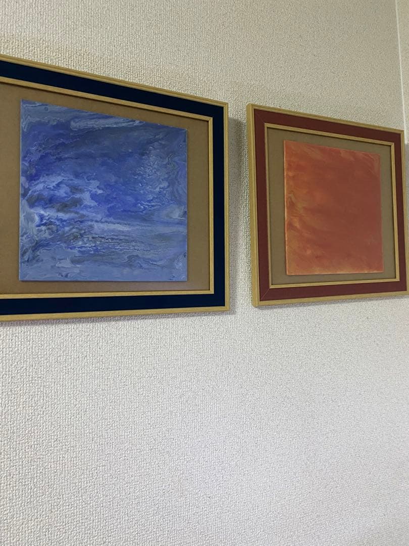 抽象画　青と赤