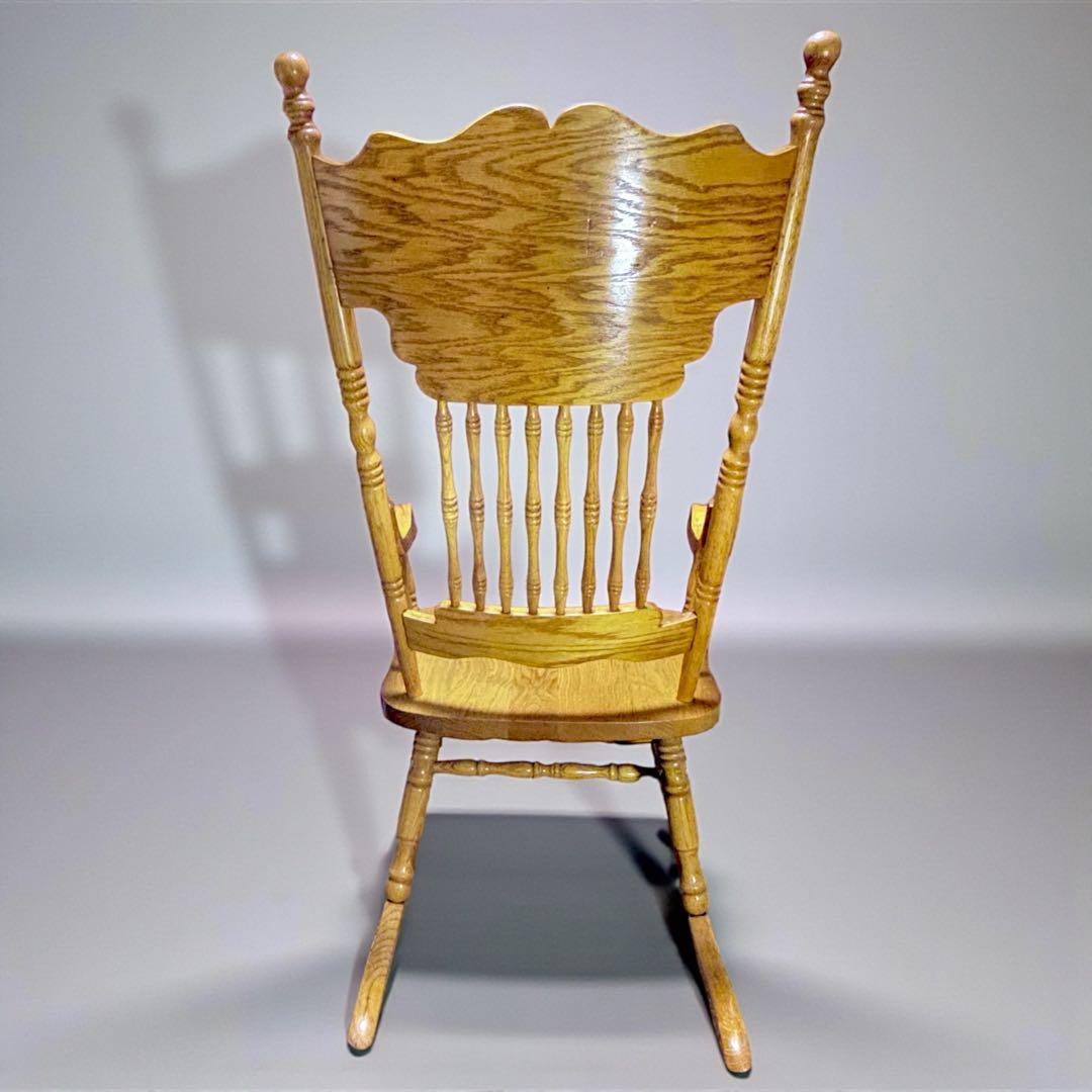 ✨超美品✨ ヴィンテージ 台湾製 ロッキングチェア オーク無垢 彫刻入り