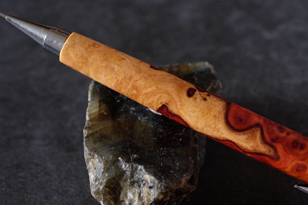 PG5木軸カスタム0178　高村杢工房 製図用シャープペンシル　極上の花梨瘤紅白