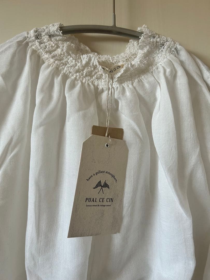 新品未使用　タグ付　PUAL CE CIN 襟袖レースプチハイネックブラウス