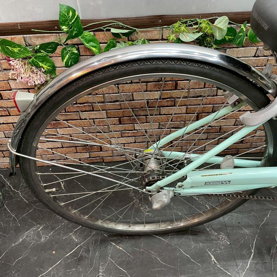 【80】一般車 シティー車 ブリヂストン ミントグリーン 27インチ 変速付き