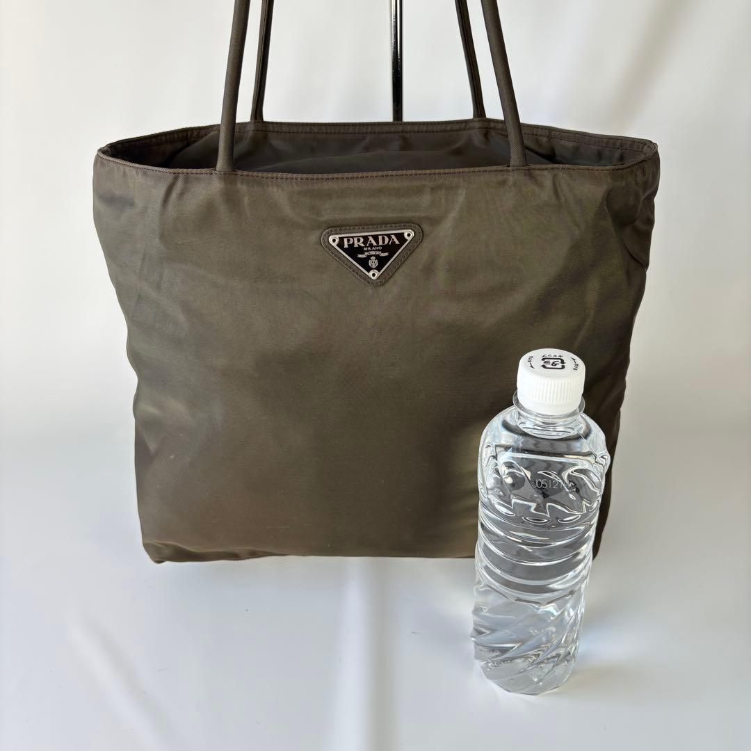 PRADA ナイロン トートバッグ ハンドバッグ カーキ　ブラウン　大容量