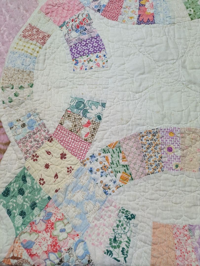 アンティークキルト　カット　ダブルウエディング　フィードサック