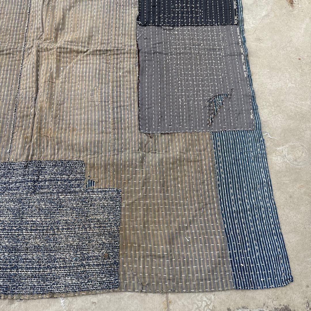 SALE⏬襤褸❹縞模様　全面刺子　敷物　カバー　パッチワーク