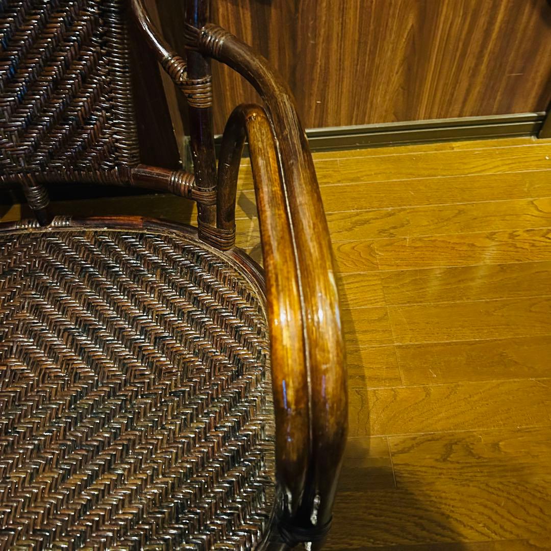 【良品】 ラタン 回転座椅子 インテリア アンティーク 昭和レトロ 大型