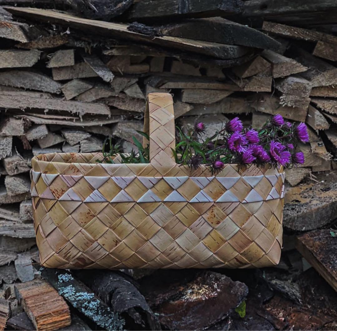 希少な白樺かご！1点のみ　ロシアSvetlana作　白樺のかご