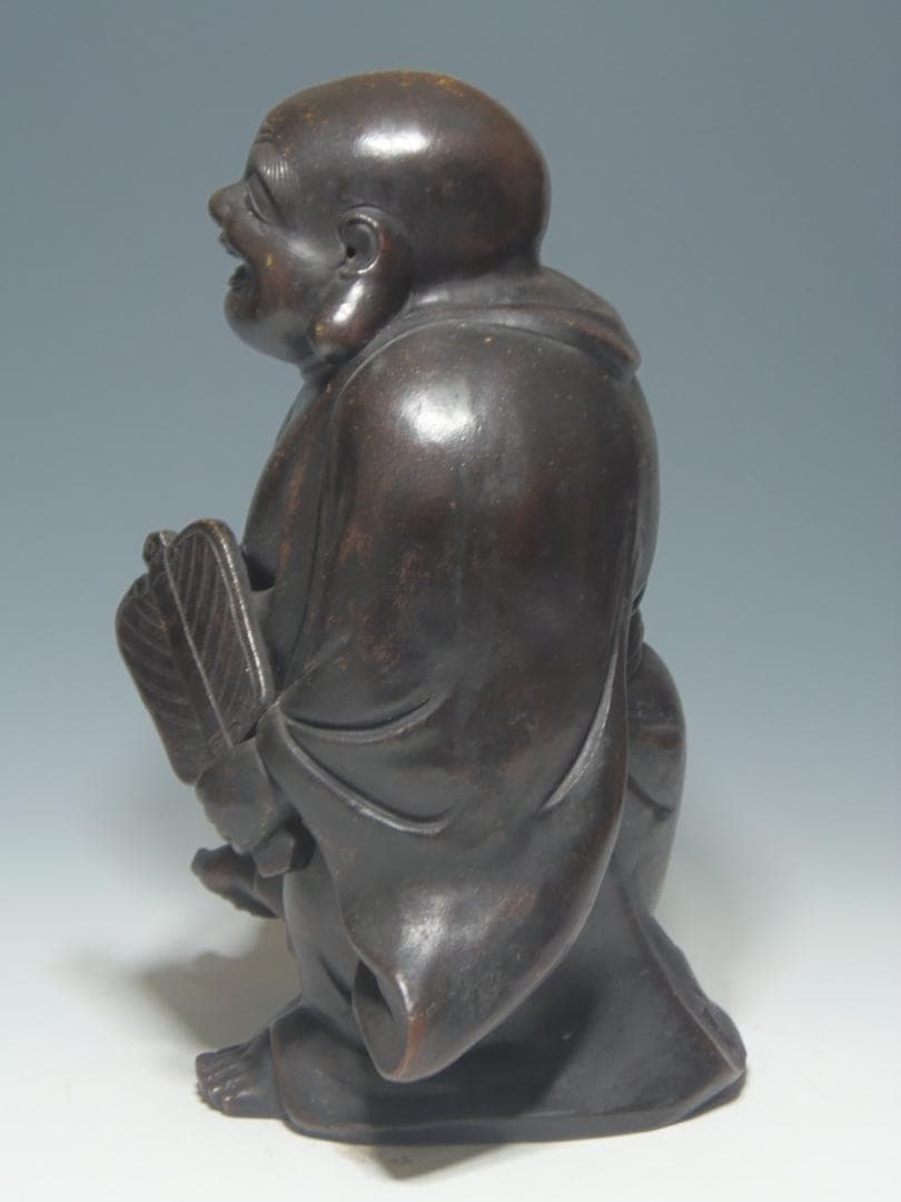 高さ285 古備前 七福神 踊り布袋尊 備前焼 置物 骨董