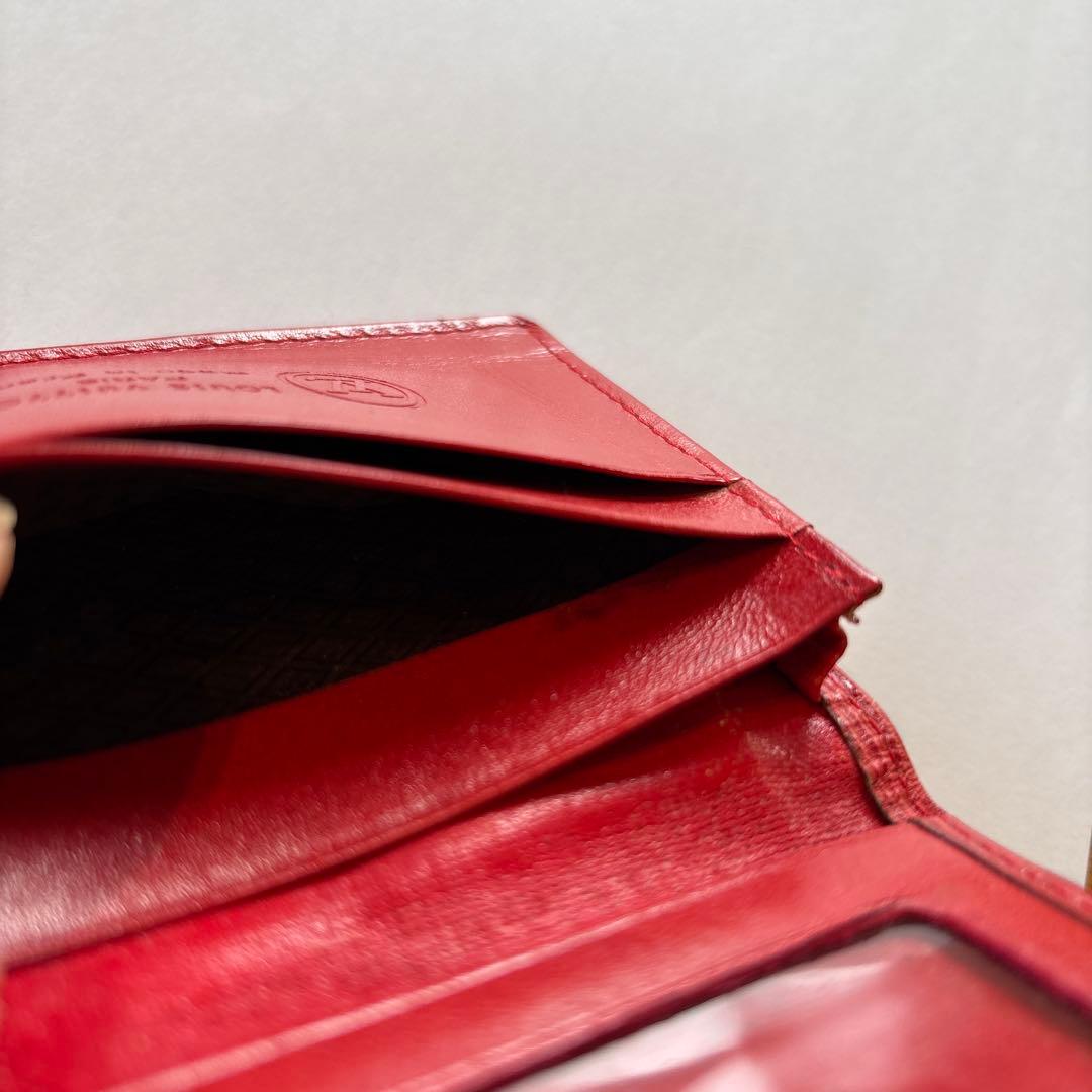 希少 LOUIS VUITTON 赤 レザー 名刺入れ 1980年代