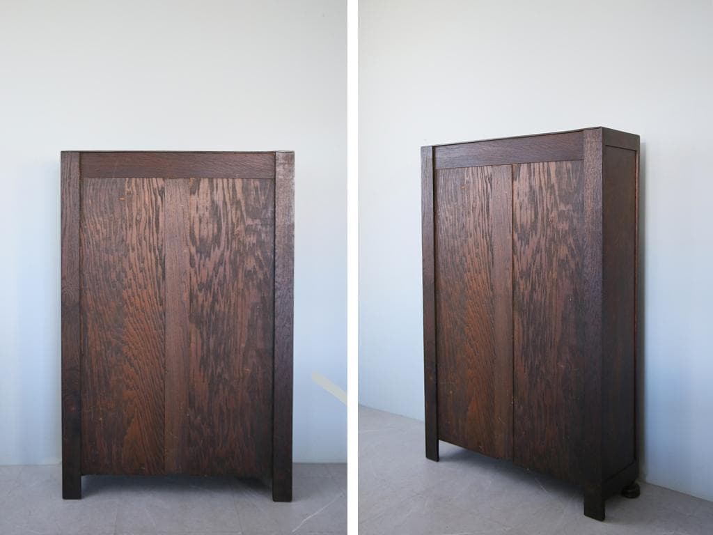 英国アンティーク木製ブックケースキャビネット/本棚/食器棚/飾り棚(92-155