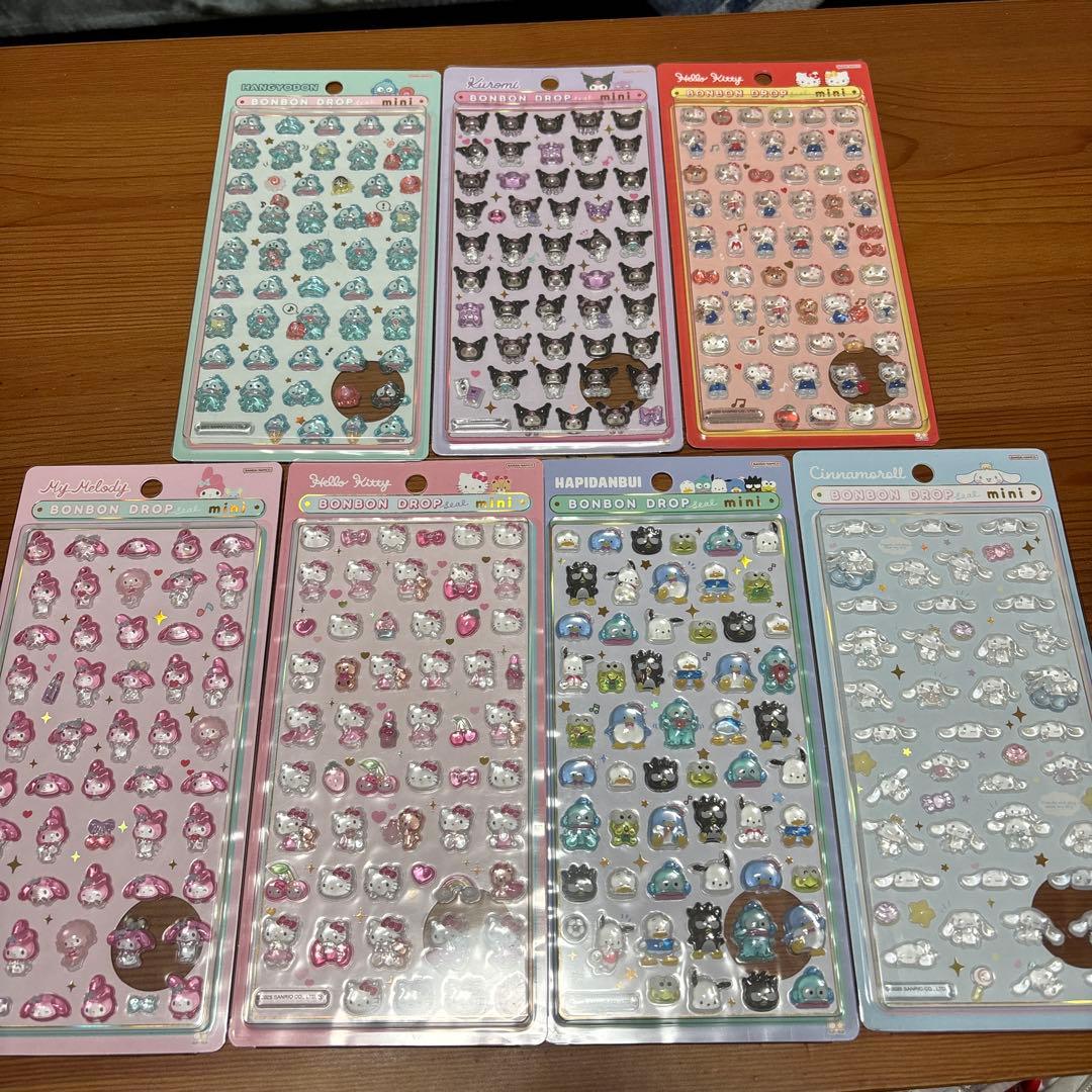 正規品サンスター文具サンリオボンボンドロップシールミニ7点