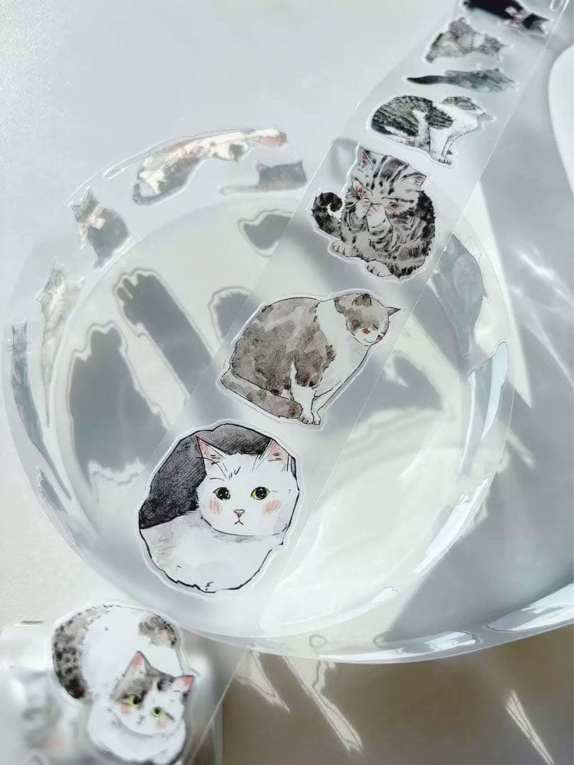 【9447】海外　10m巻　PETカッティング　マスキングテープ　猫　動物系