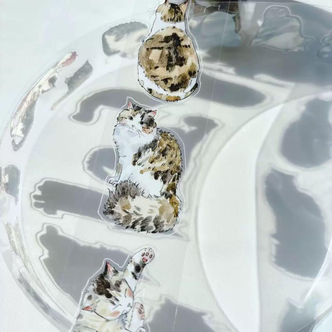 【9447】海外　10m巻　PETカッティング　マスキングテープ　猫　動物系