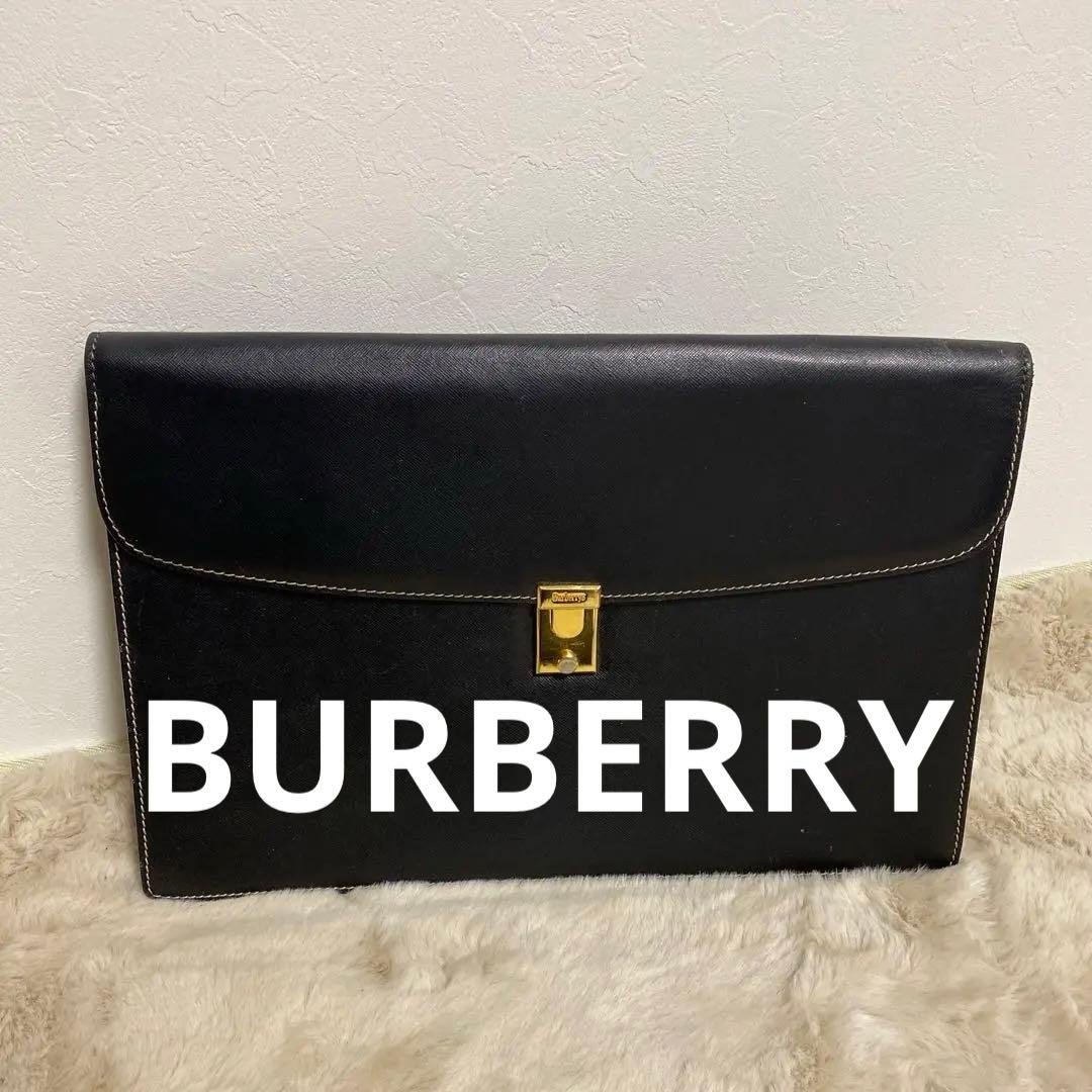BURBERRY バーバリー 黒いレザー書類ケース A4サイズ