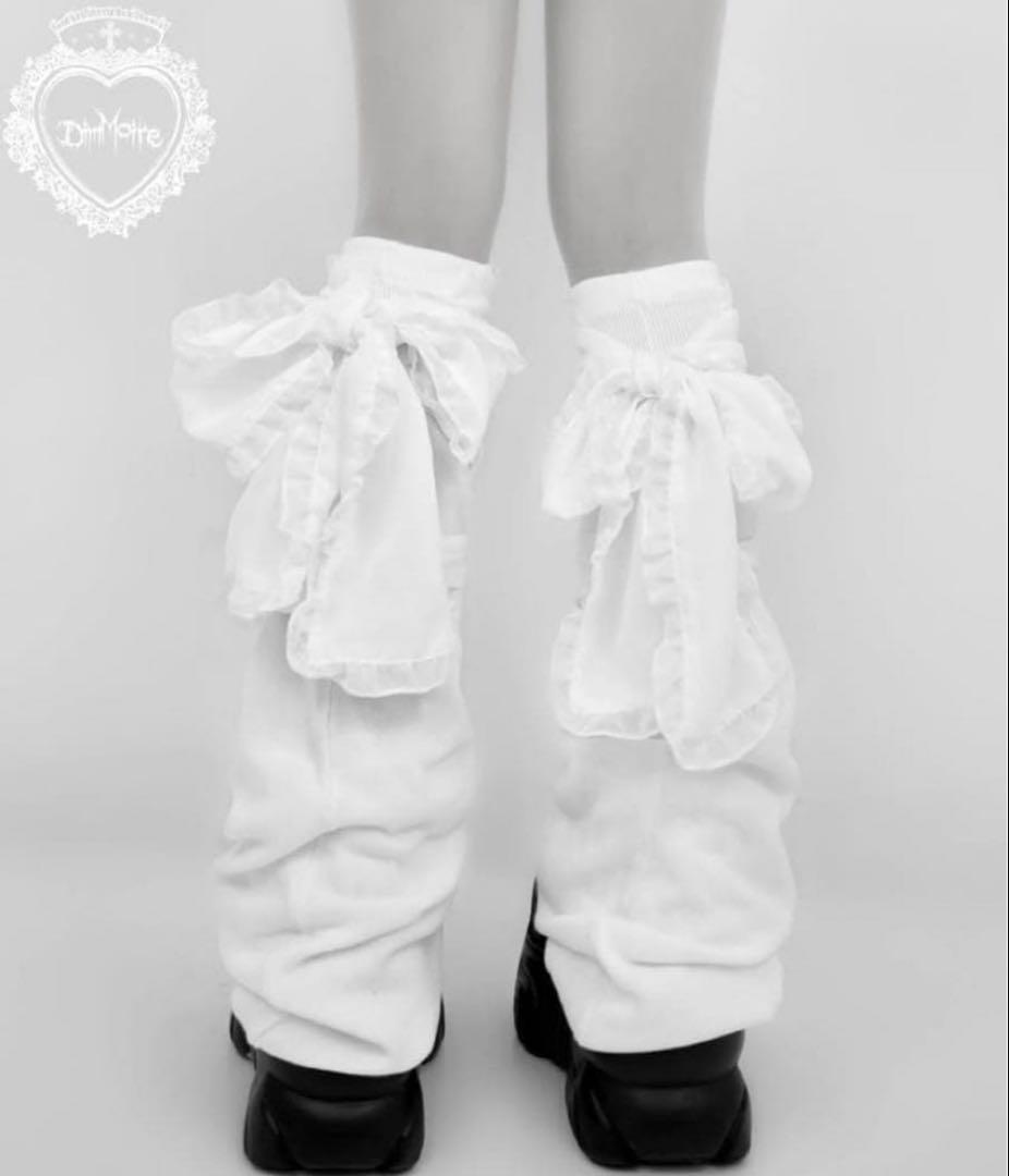 DimMoire ニット×シアーレッグウォーマー White
