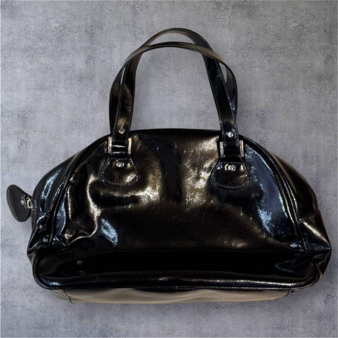 archive 00s クレージュ エナメル ボーリングバッグ オールブラック