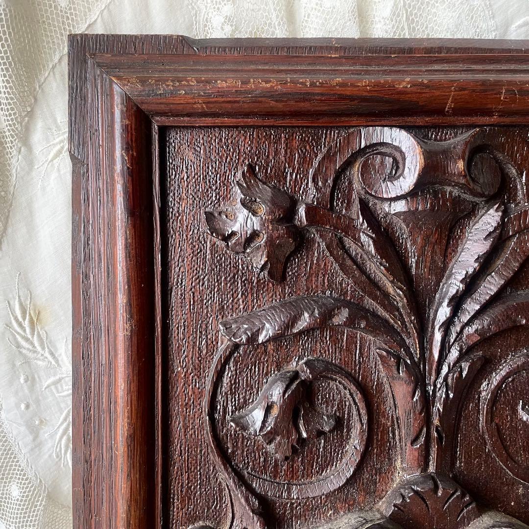 ウッドカービングパネル②木製パネル　卓上ディスプレイボード　フランスアンティーク