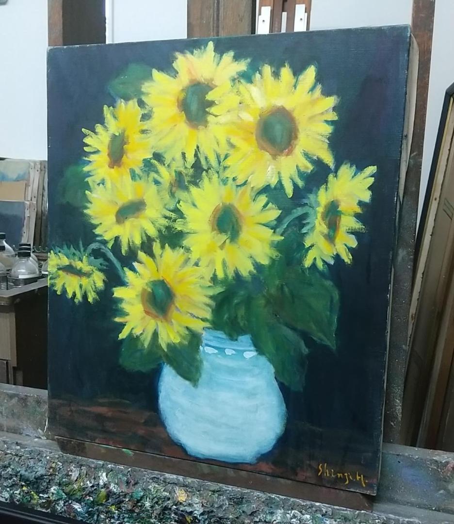 油絵 「向日葵」2006 F10 絵画