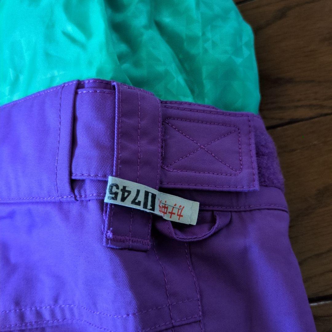 ROXY　スノボウェア　上下セット　Ｍ　ロゴ　総柄　　　パープル　クリーニング済