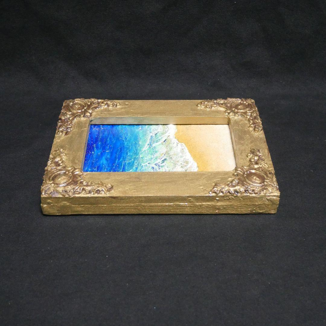 油絵 油彩 油彩画 絵 絵画 キャンバスパネル ミニ絵画【海と砂浜】