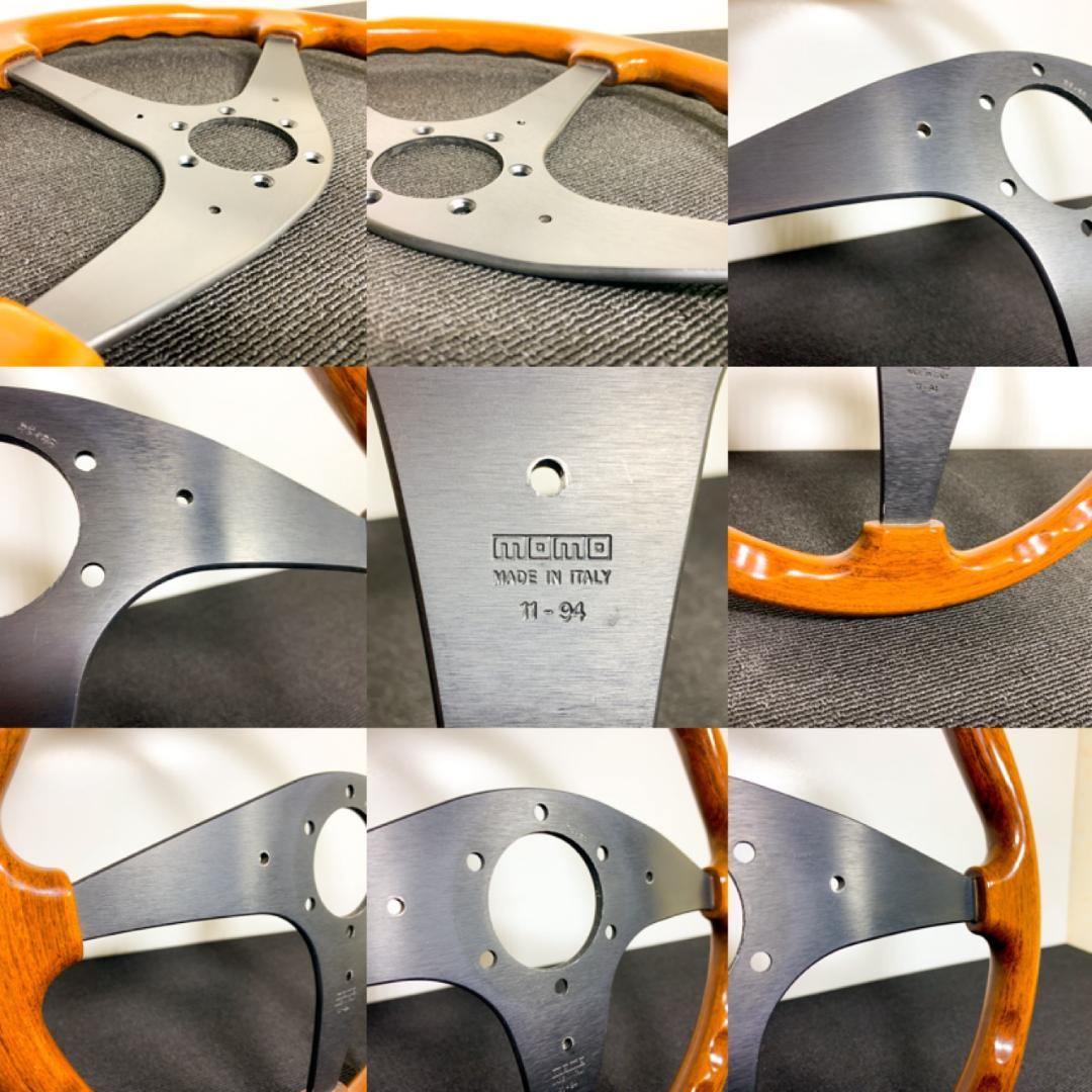 良品 モモ ウッドステアリング 36.5φ 94年製 ホーンボタン＆ネジ6本付き