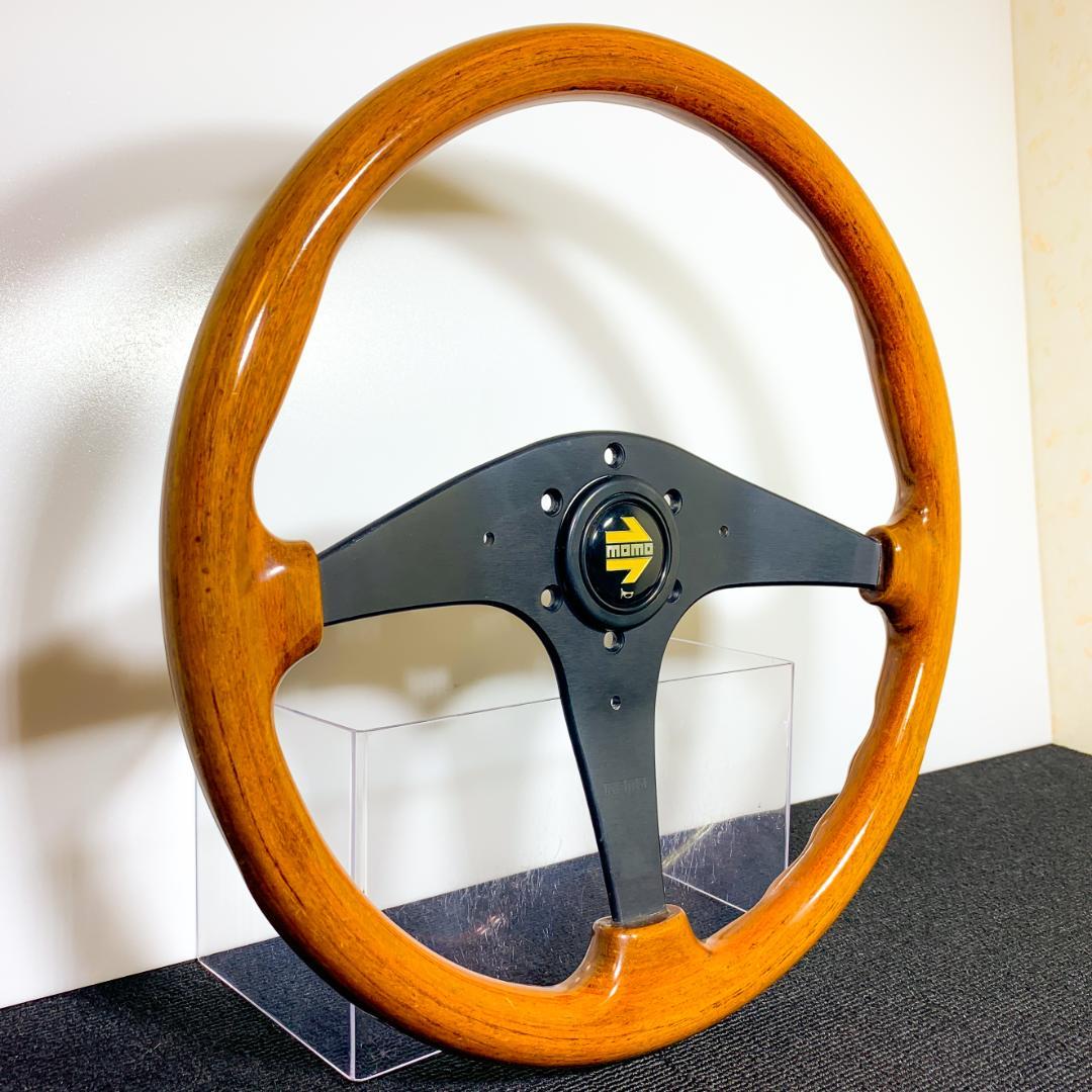 良品 モモ ウッドステアリング 36.5φ 94年製 ホーンボタン＆ネジ6本付き