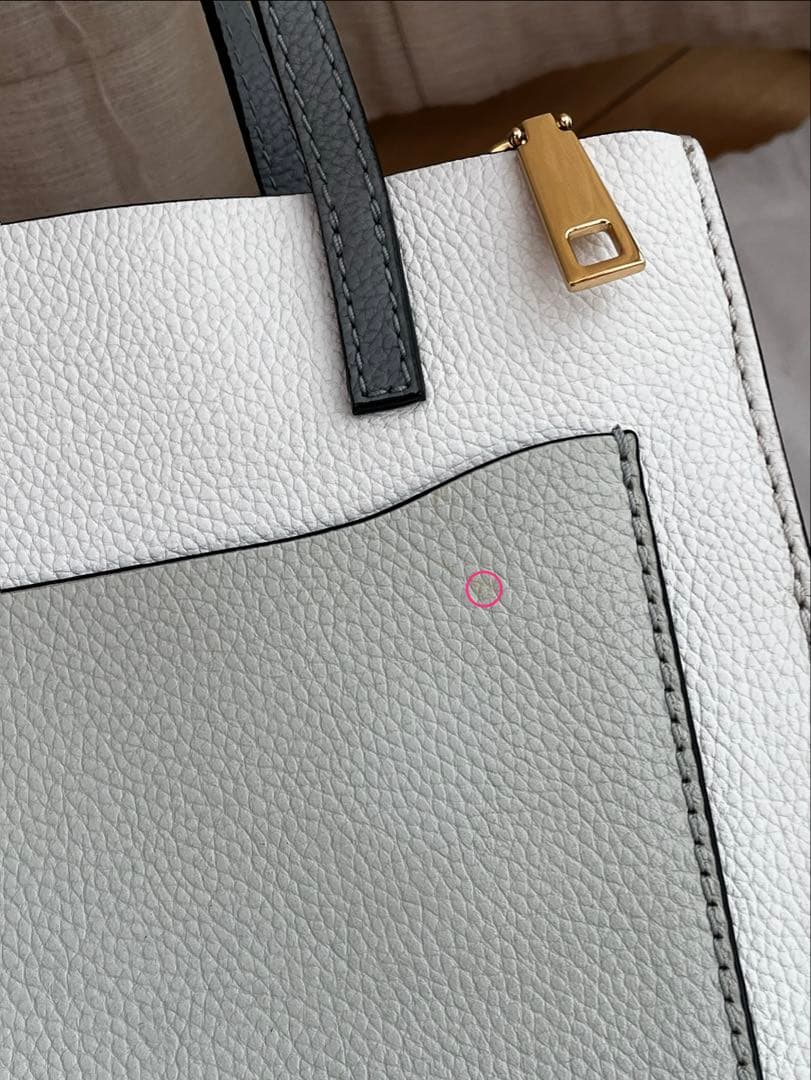 MARC JACOBS 本革 トートバッグ ホワイトオートミール×グレー 保存袋