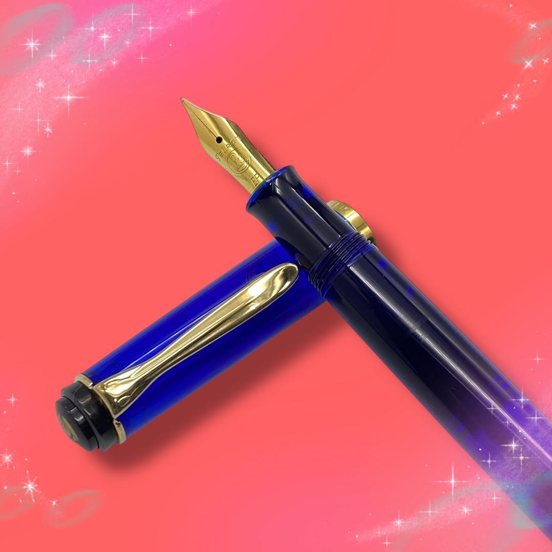 《美品》 ペリカン 万年筆 トラディショナル M200 スケルトン ダークブルー