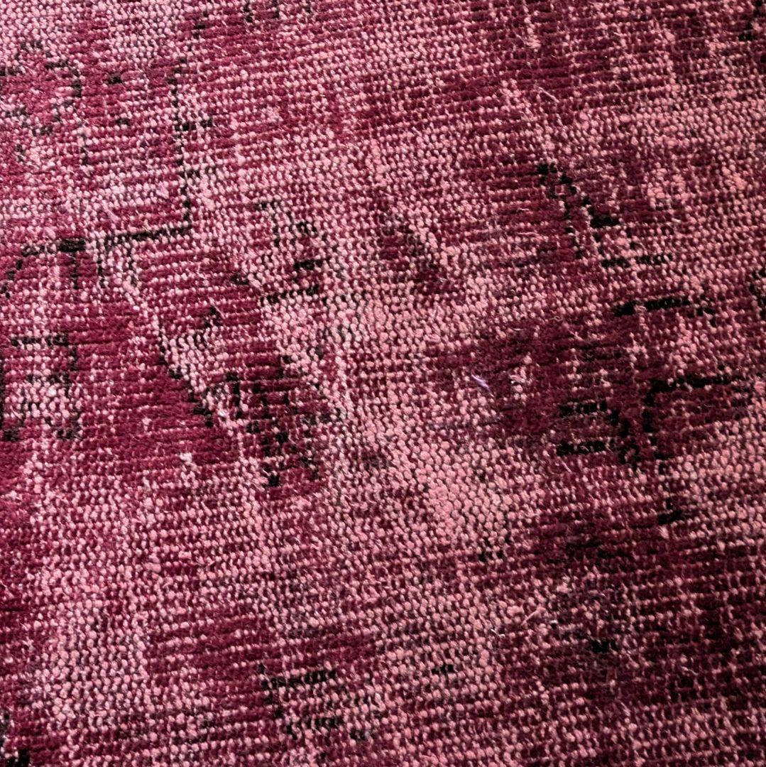 82×198 ボルドーレッドオーバーダイ　トルコヴィンテージラグ