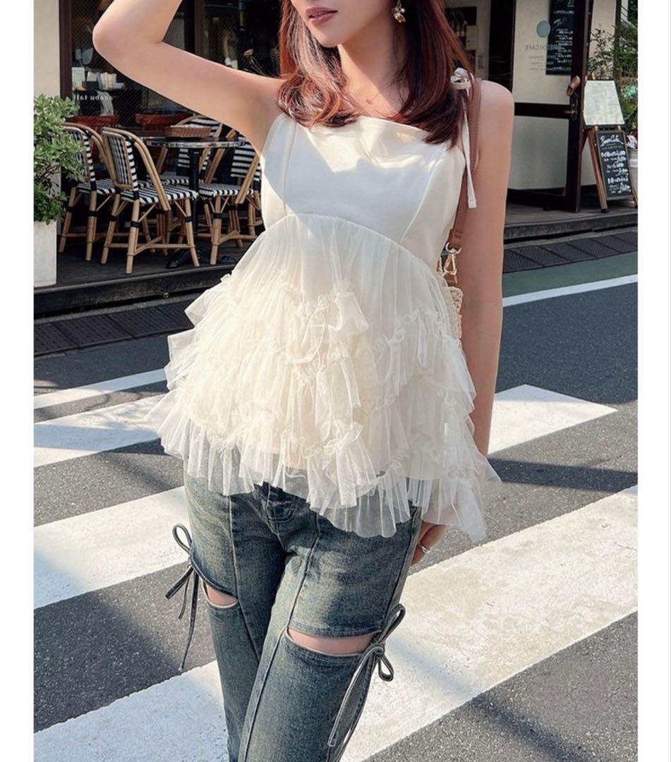 RESEXXY チュールフリルペプラムキャミトップス