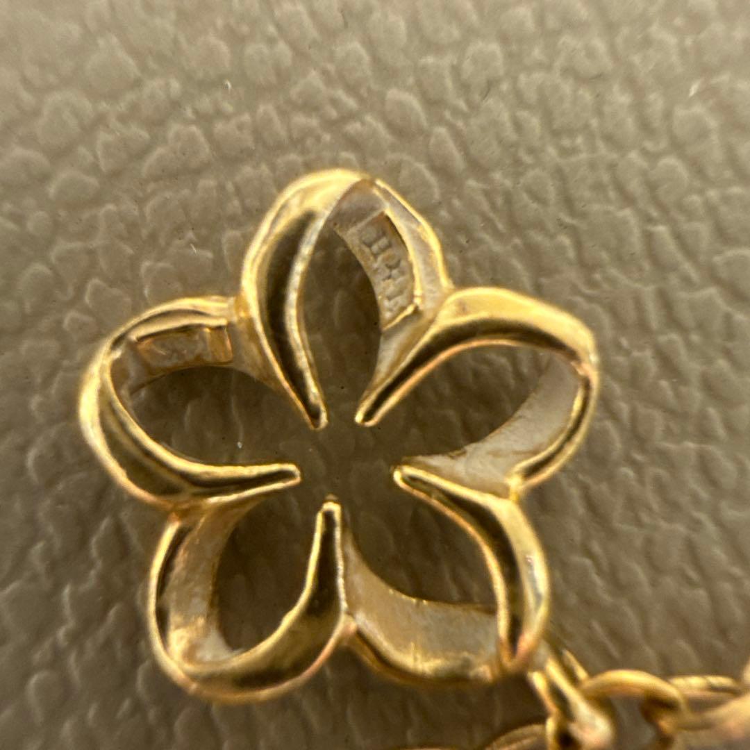 【14K】ハワイアンジュエリー　アンクレット　ハイビスカス【美品】