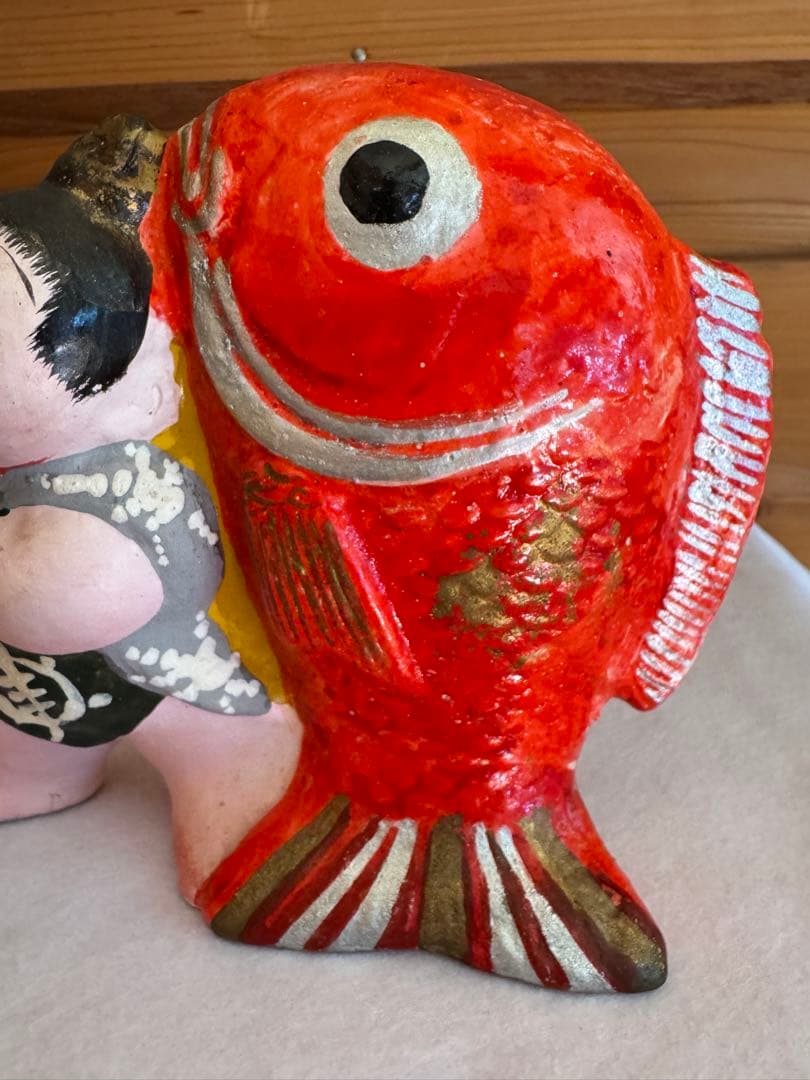 希少 中野土人形 奈良久雄 『鯛曳童子』郷土玩具 民藝 長野県