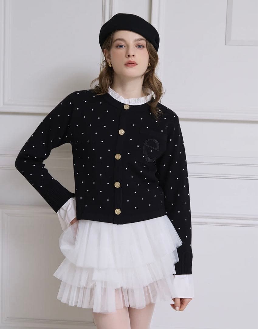 【eimy istoire】タグ付　Attached collar カーディガン