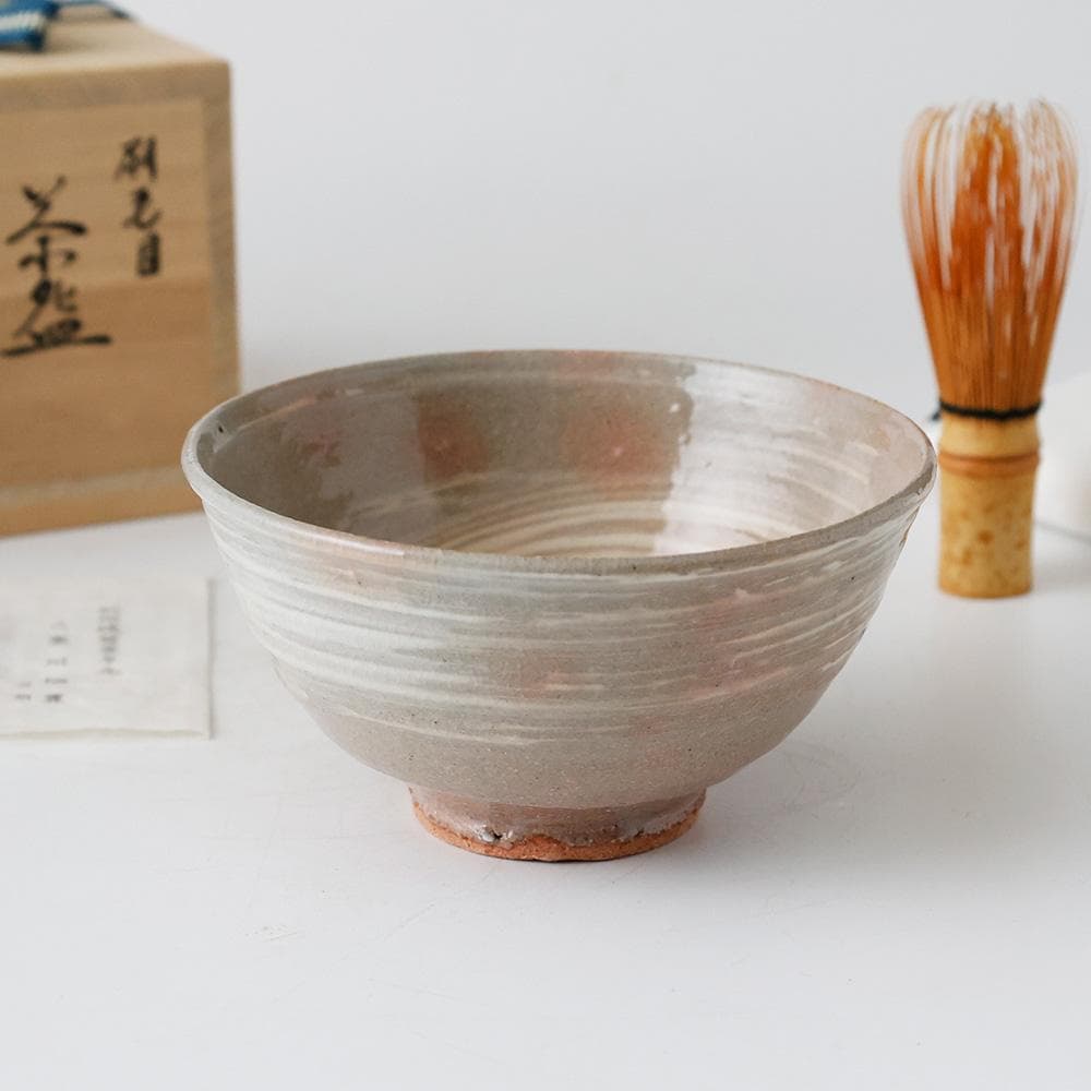 三光 紀州焼 葵窯々元 南枝庵（二代）寒川栖豊（司朗）刷毛目 茶碗 茶道具 共箱