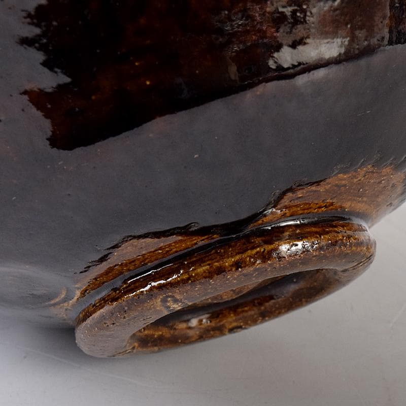 茶道具　楽吉左衛門　十代旦入造　飴釉　平楽茶碗　袱紗付　共箱　V　R7927