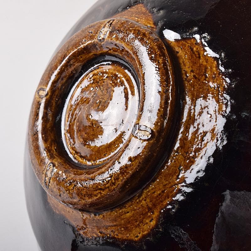 茶道具　楽吉左衛門　十代旦入造　飴釉　平楽茶碗　袱紗付　共箱　V　R7927