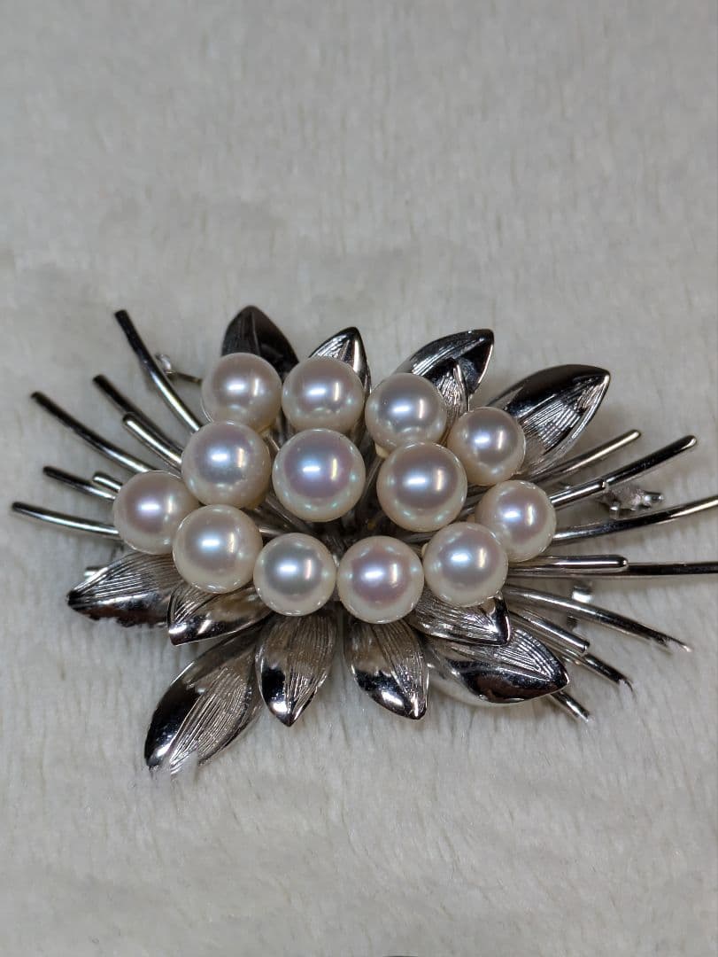 アコヤ真珠　あこや　ミキモト　ブローチ　帯留め　白蝶真珠　マベパール　ネックレス