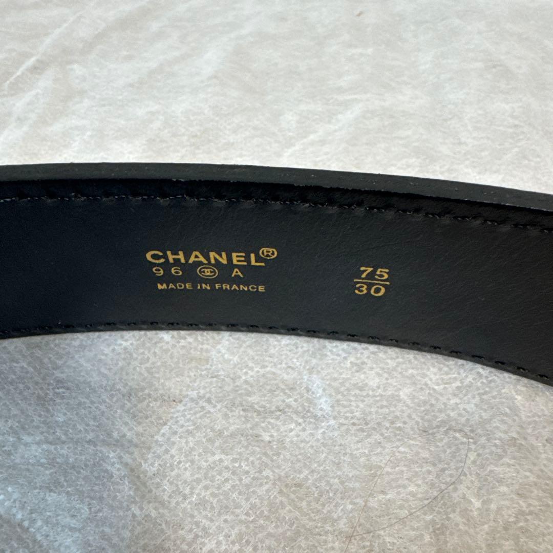 CHANELシャネルココマークレザー ベルト 96/A GP BKヴィンテージ