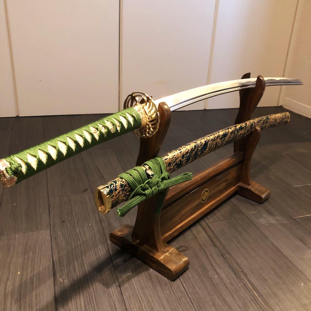 専用　高級模造刀　樋入り刀身　緑金拵え　亜合金刀身