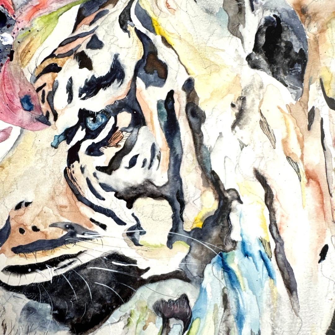 な*な様 虎 トラ 猫 残響 ムラサキ 原画 1点物 (2024年11月)