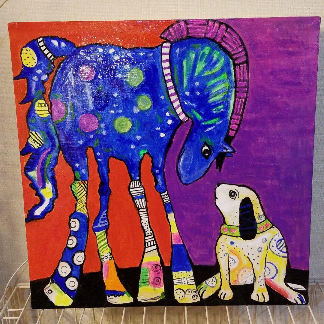 油絵　FUUTA確認　ベストフレンド馬*犬